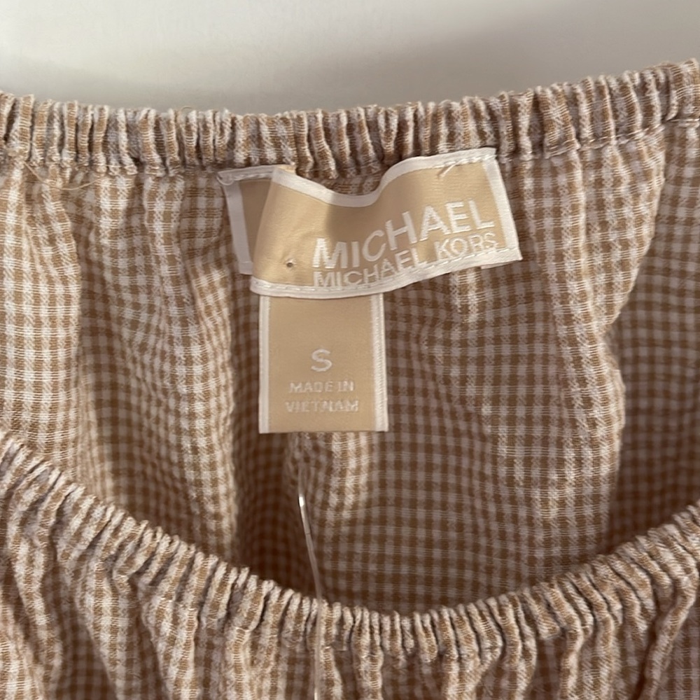 Beige gingham top